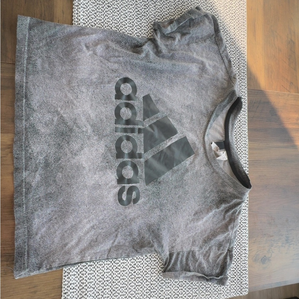 Adidas Black and Gray Knit Collar Shirt